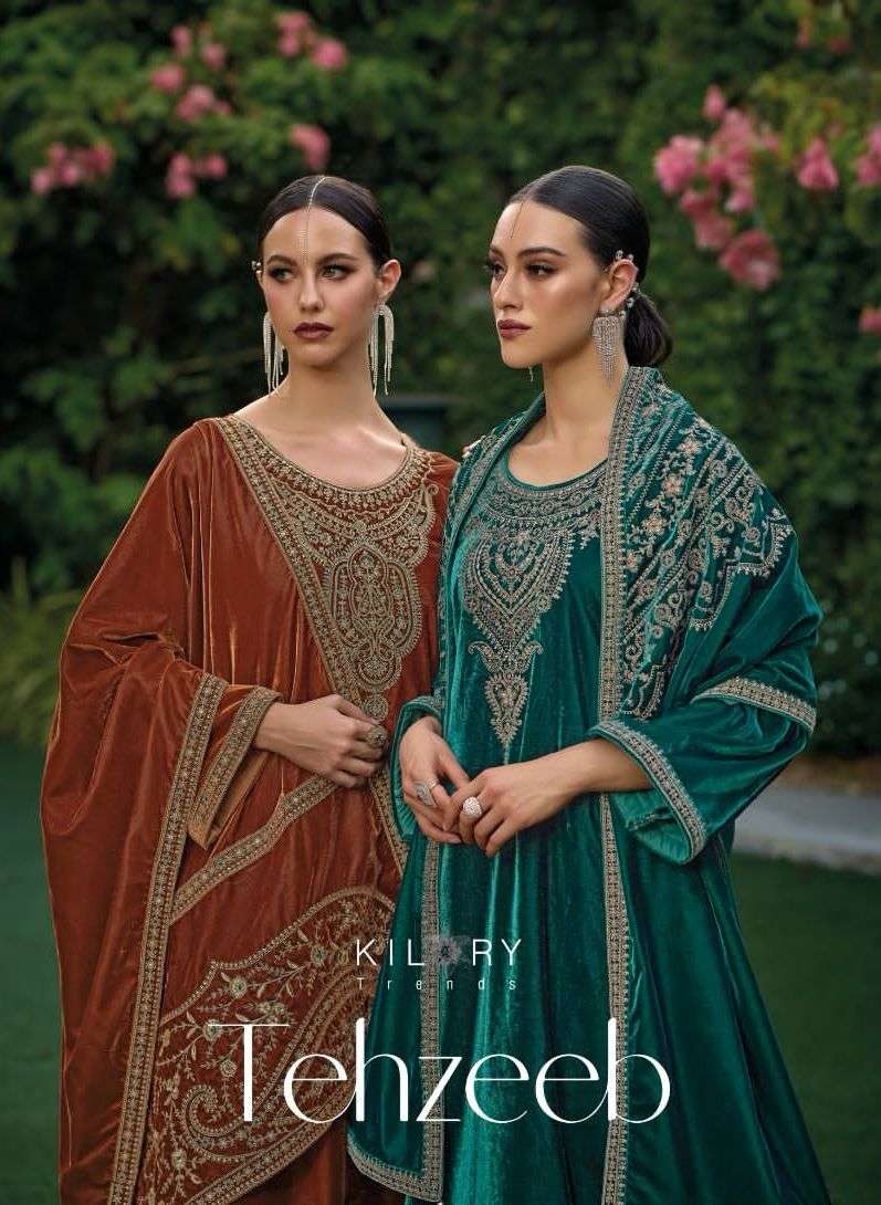 kilory trends present tehzeeb winter velvet pakistani salwar kameez material
