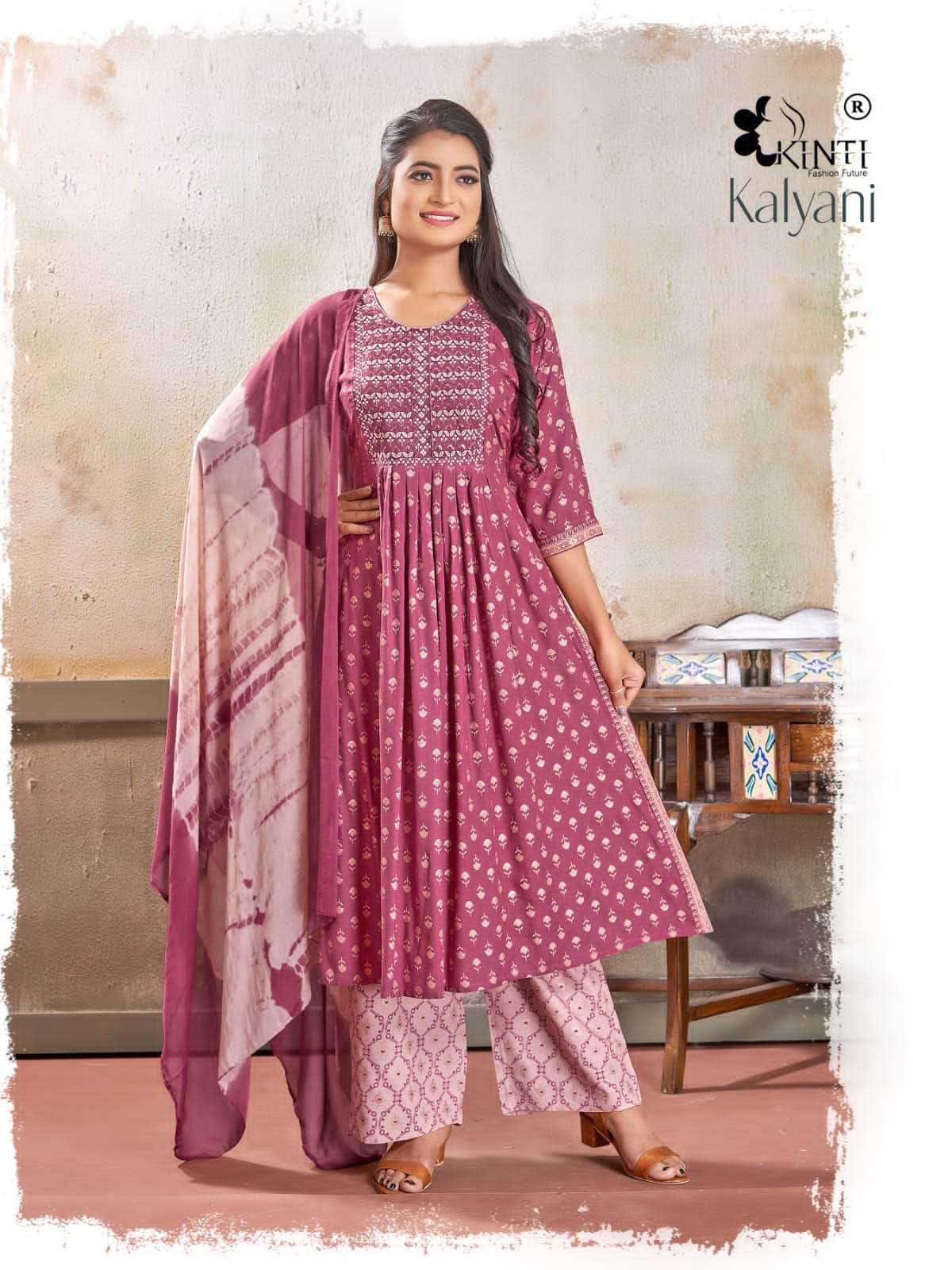 kinti present kalyani readymade rayon nayra cut suit collection