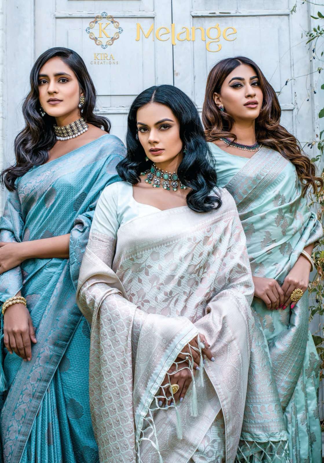 kira creation melange 8001-8006 series festive wear banarasi silk sarees