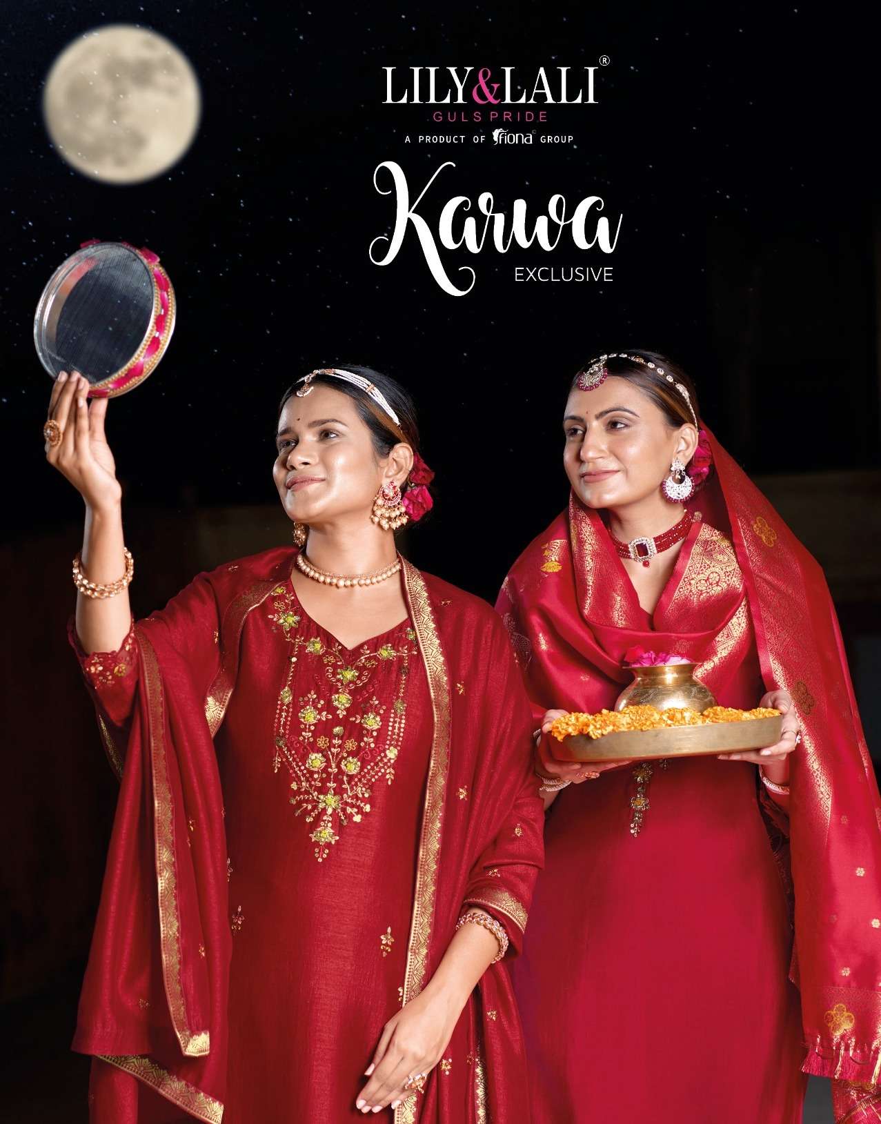 lily & lali present karwa exclusive party wear readymade 3 peice set catalog