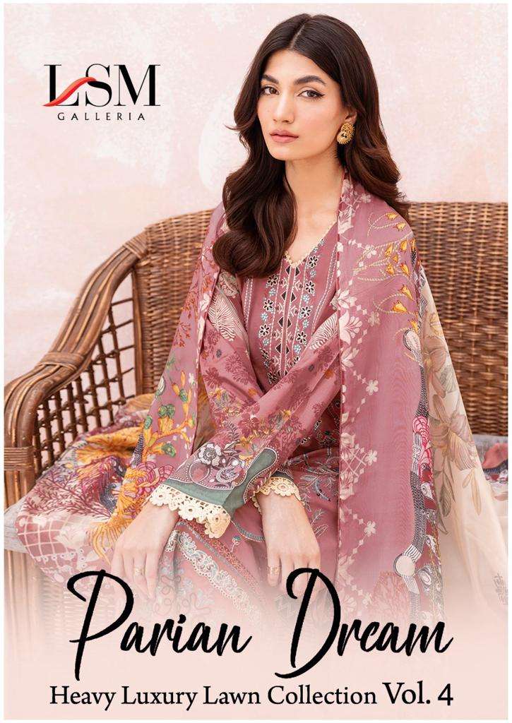 lsm galleria present parian dream vol 4 pakistani heavy lawn dress material
