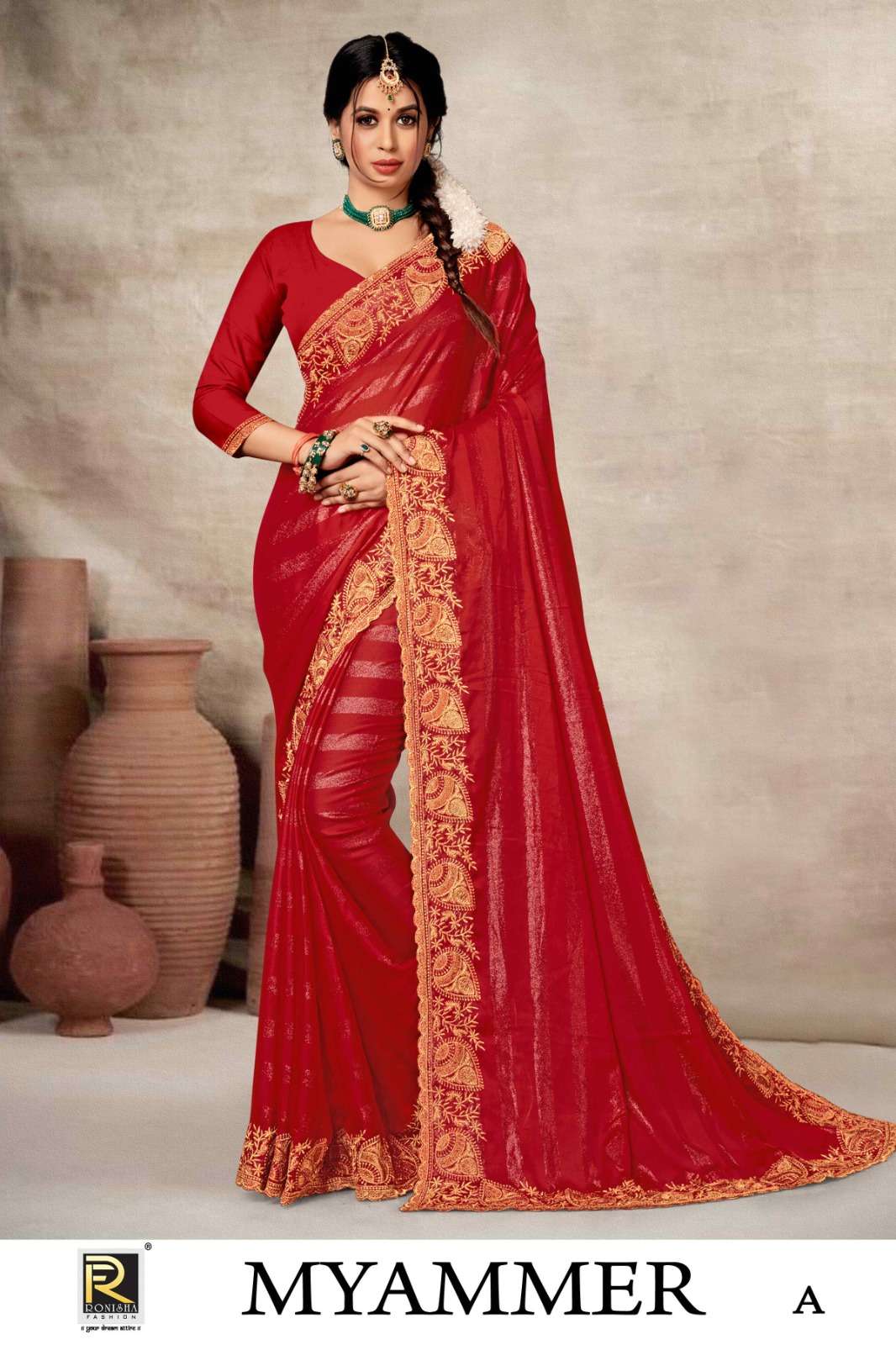 MYAMMER  BY RANJNA SAREE  FANCY FABRICS SELF PETTERN WITH EMBROIDERY WORK SUPER HIT COLLECTION 