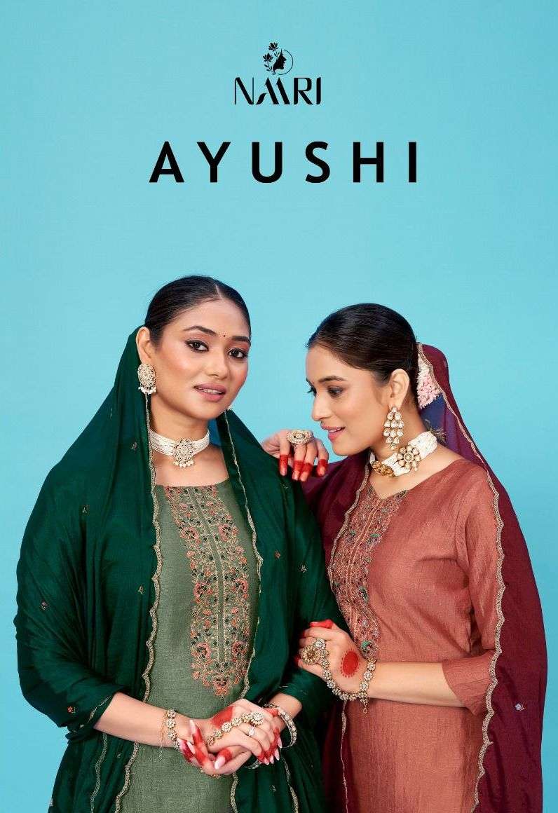 naari present ayushi fancy work salwar kameez material