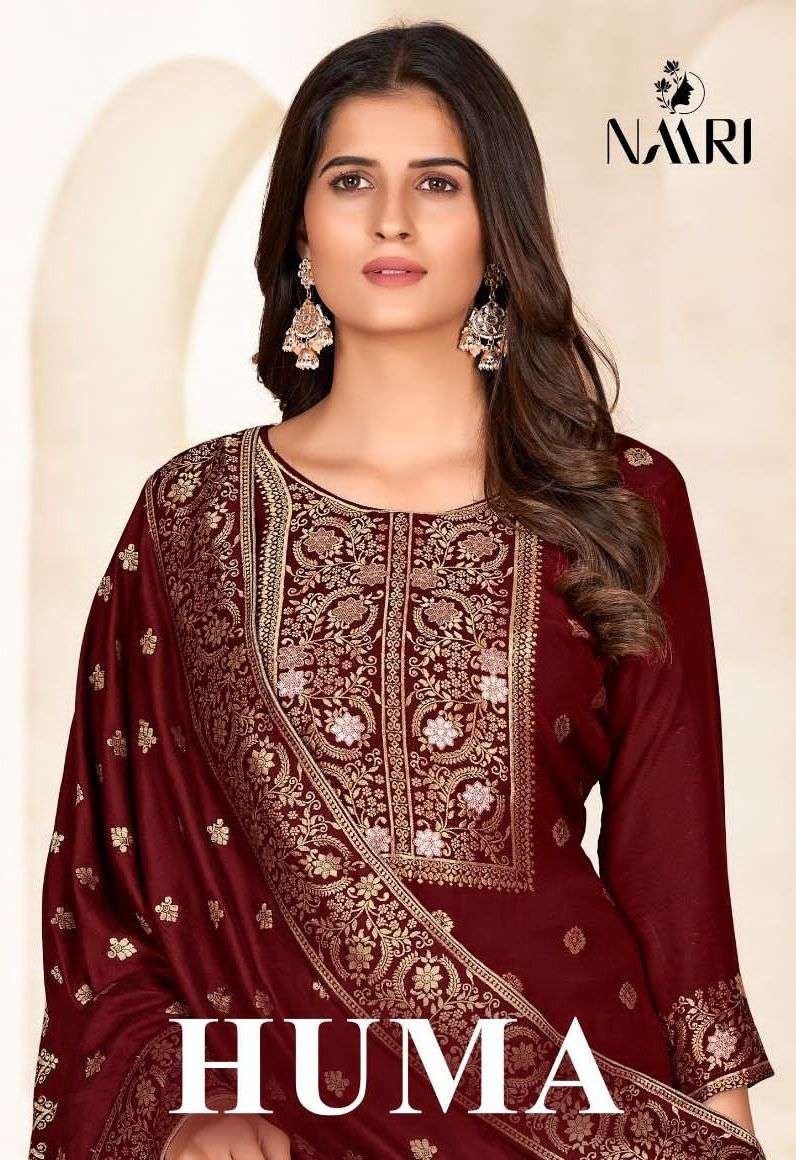 naari present huma adorable fancy viscose muslin jacquard salwar kameez material