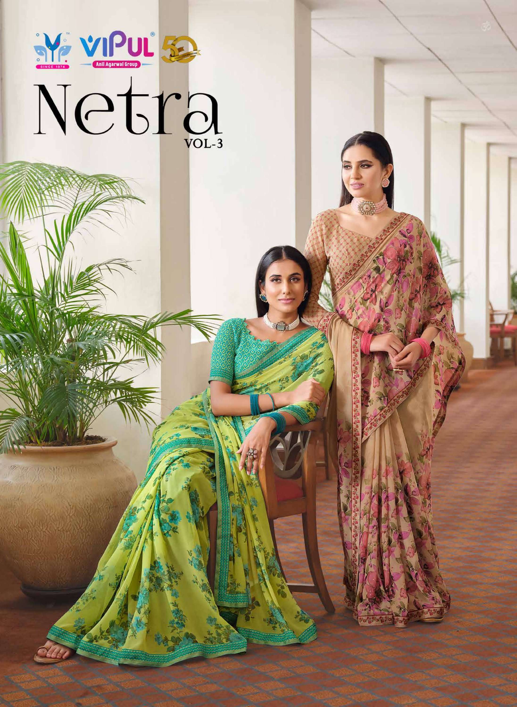 netra vol 3 by vipul fashion fancy georgette saree online supplier