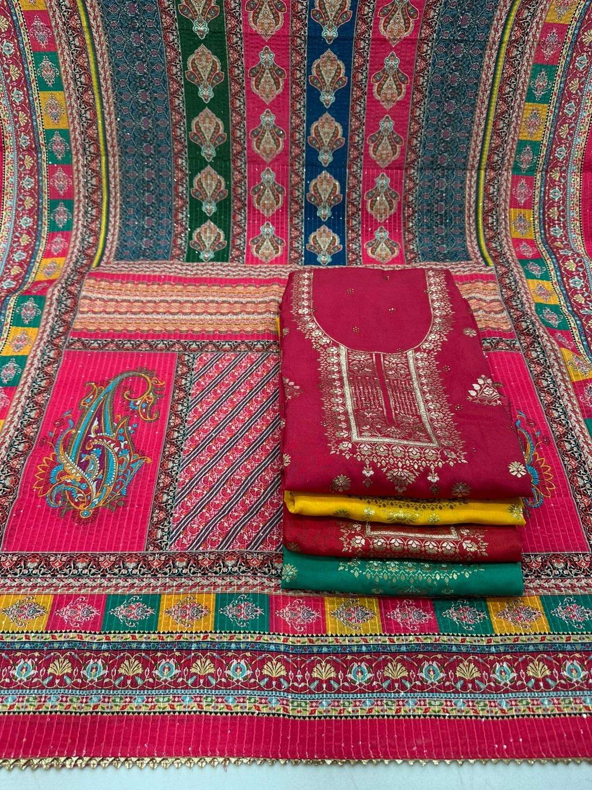 pr harshvi fancy swarovski work salwar kameez material with digital dupatta