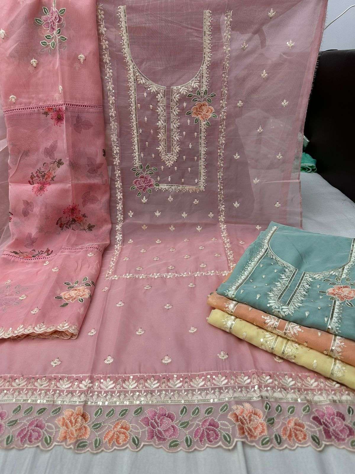 pr shalini designer organza pakistani salwar kameez collection