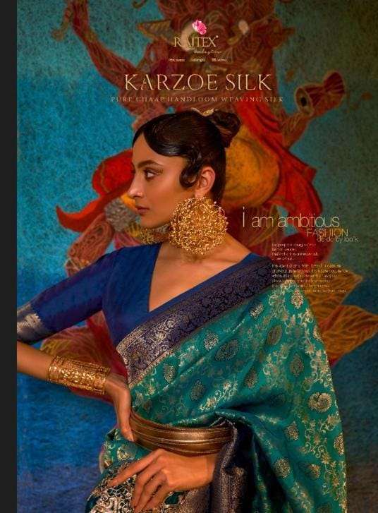 rajtex karzoe silk 252001-252007 series pure chaap handloom weaving silk sarees