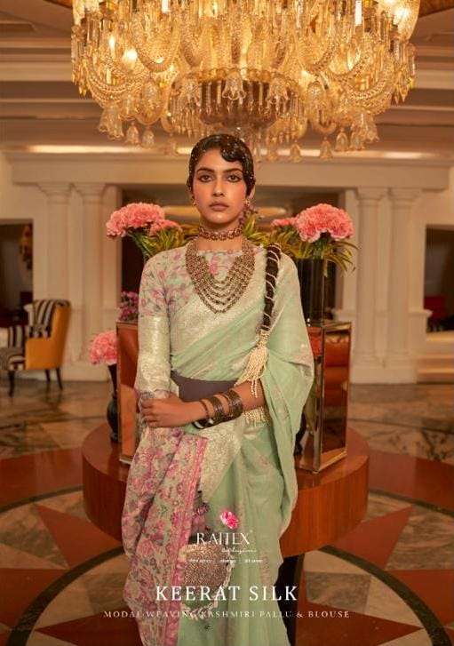 rajtex keerat silk 272001-272006 modal weaving kashmiri pallu sarees and blouse peice