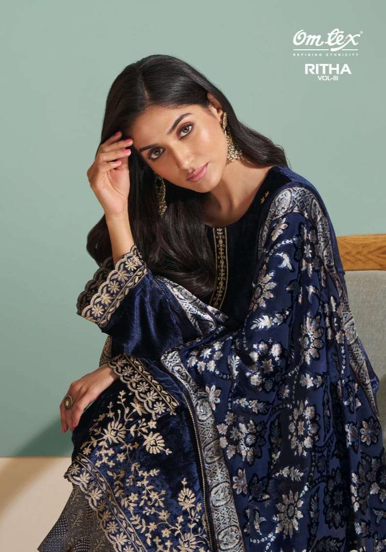 ritha vol 3 by omtex winter wear viscose velvet salwar kameez material