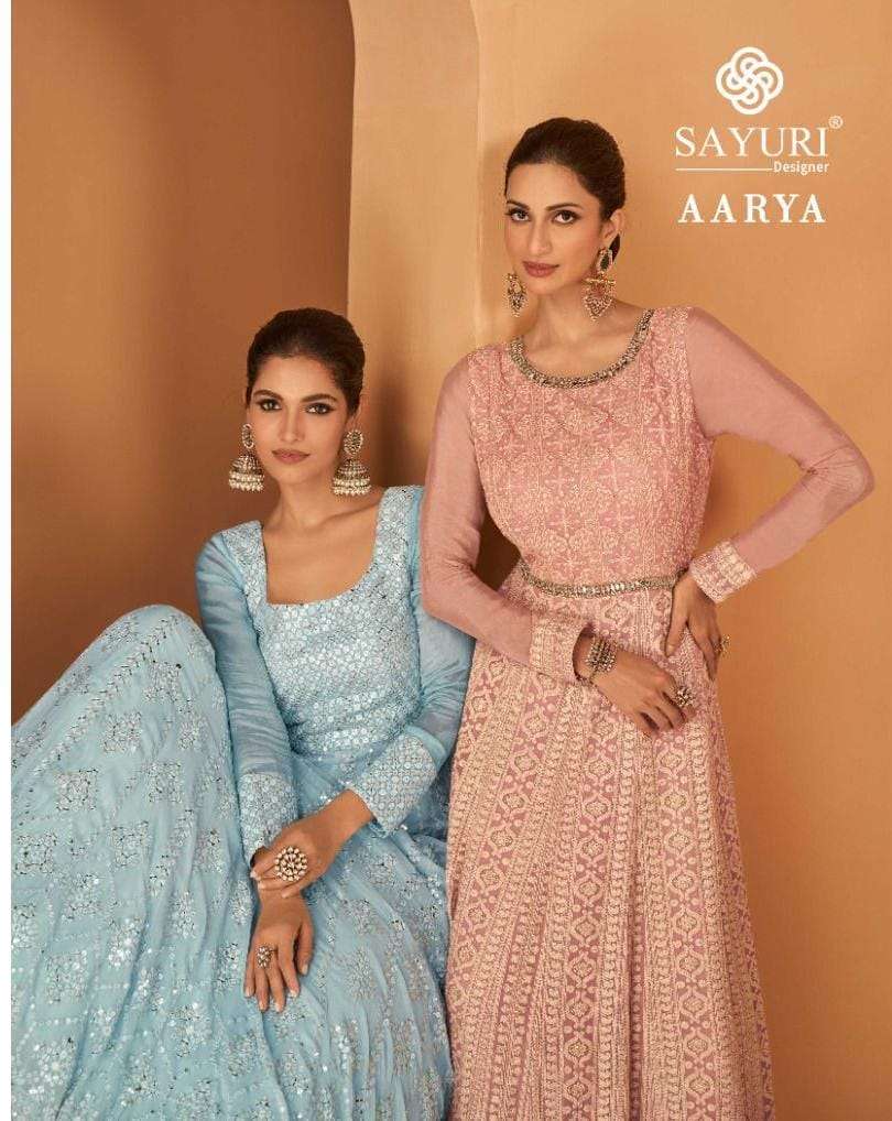 sayuri designer aarya beautiful designer work fullstitch gown with dupatta