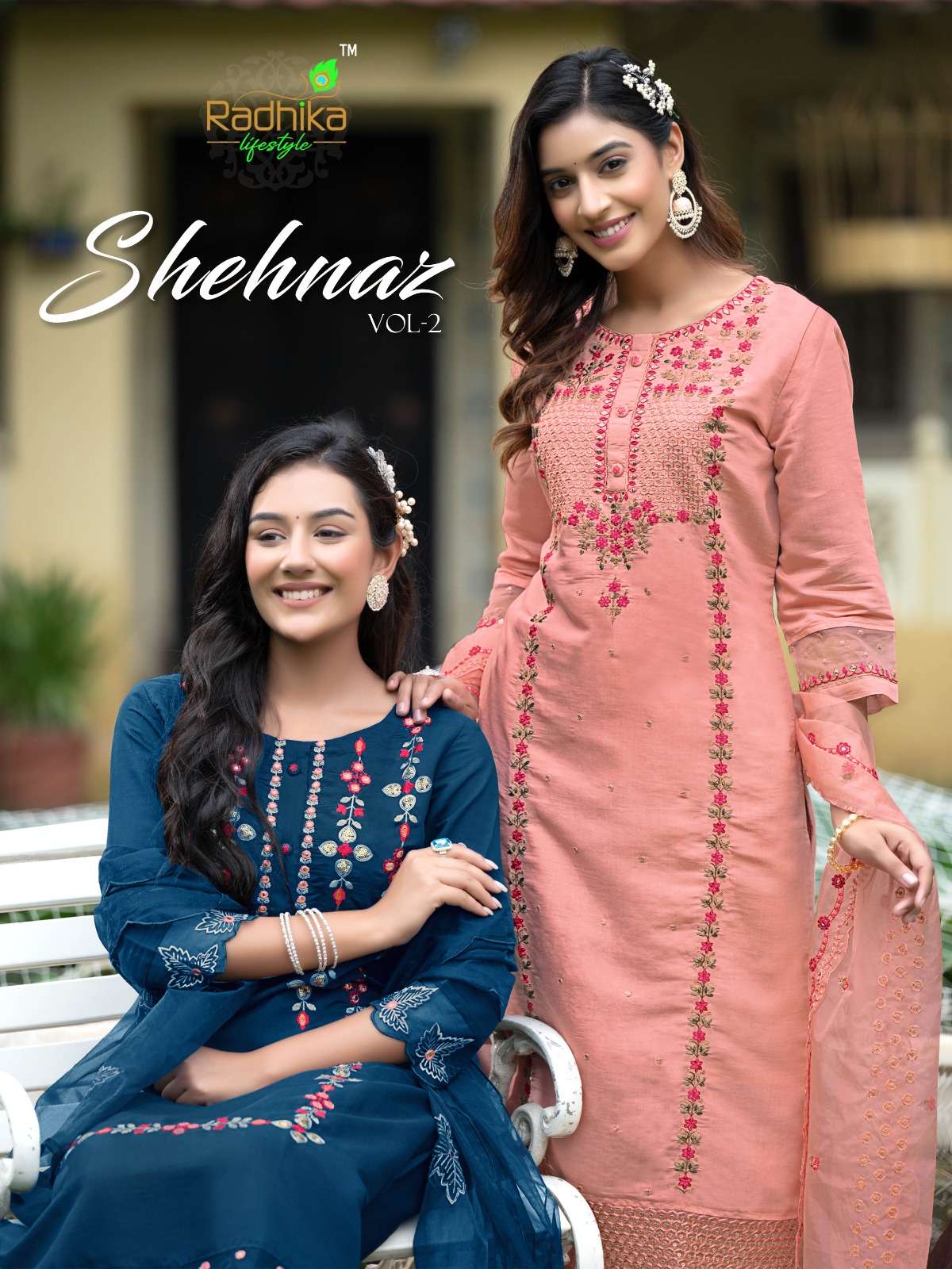 shehnaz vol 2 by radhika lifestyle fancy designer kurti with pant and dupatta catalog
