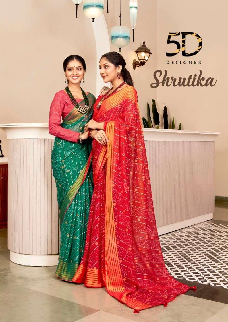 shrutika by 5D designer bright chiffon sarees catalog