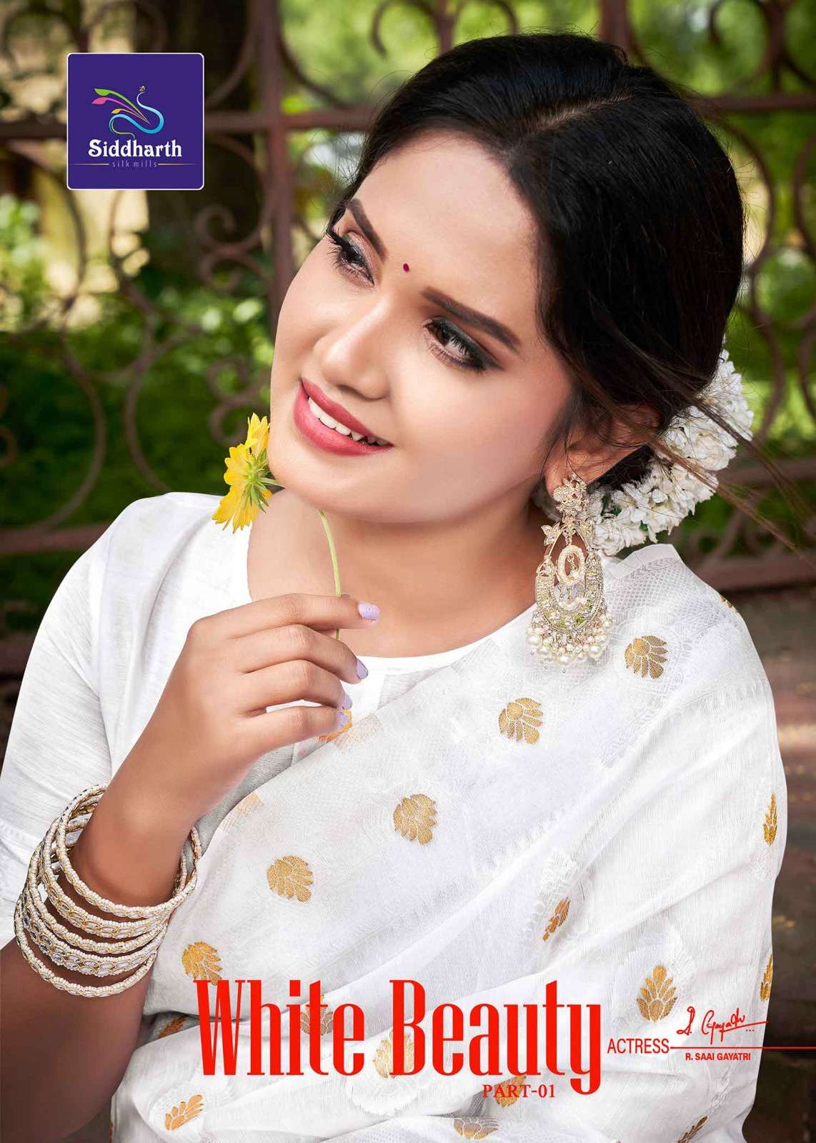 siddharth silk mill present white beauty vol 1 amazing designs cotton saree supplier