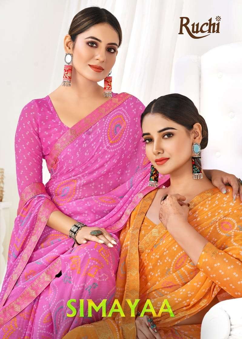 simayaa vol 19 by ruchi fancy chiffon sarees collection