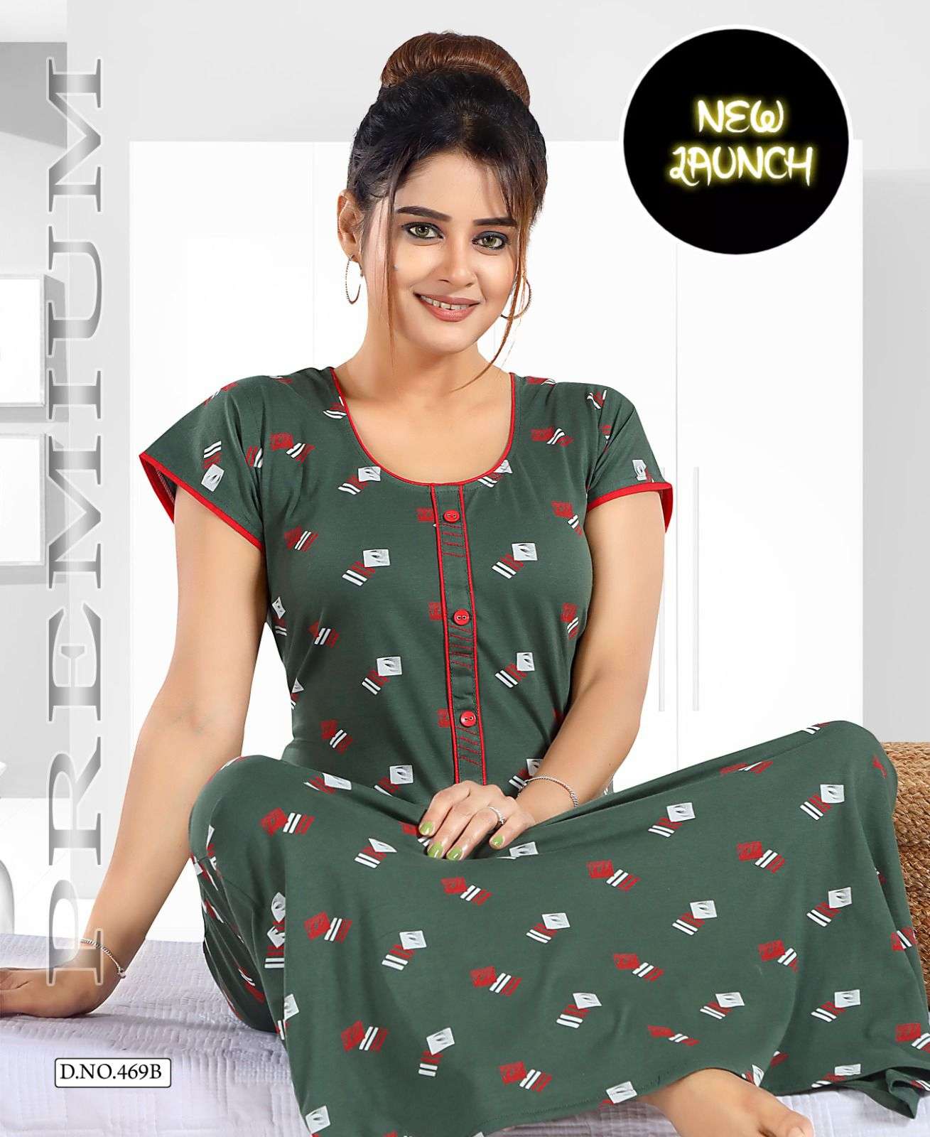SUMMER SPECIAL SHINKER NIGHTY GOWN VOL.469 SD Shinker Print Hosiery Cotton PRINTED NIGHTY GOWN WITH WORK CATALOG WHOLESALER BEST RATE
