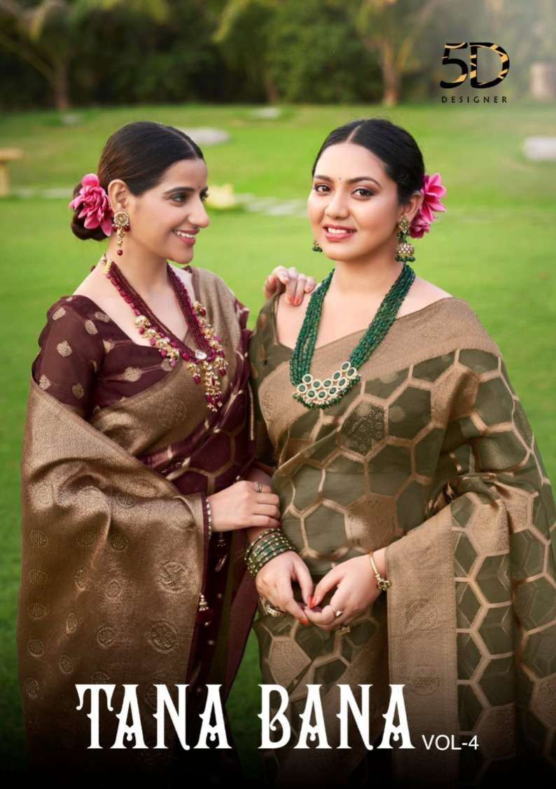 tana bana vol 4 by 5d designer festive wear saree collection