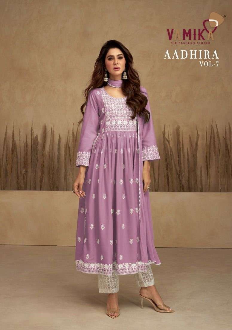 vamika present aadhira vol 7 readymade designer embroidered sleeves paired with top plazo dupatta