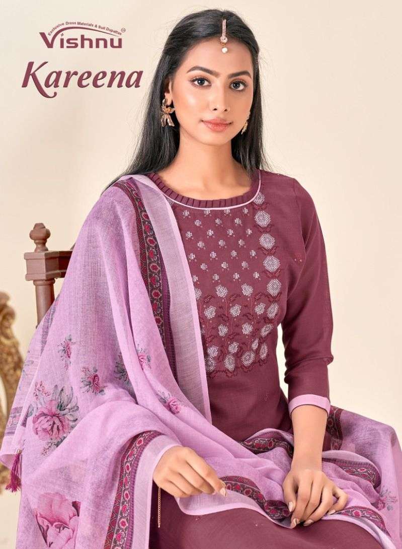 vishnu impex present kareena casual wear 3 peice dress material
