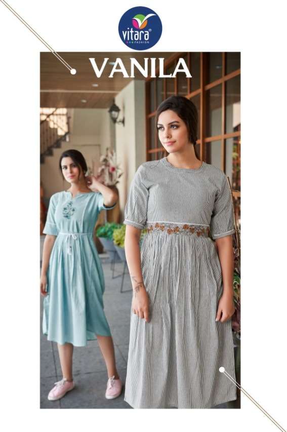 vitara fashion present venila amazing fancy cotton short kurti