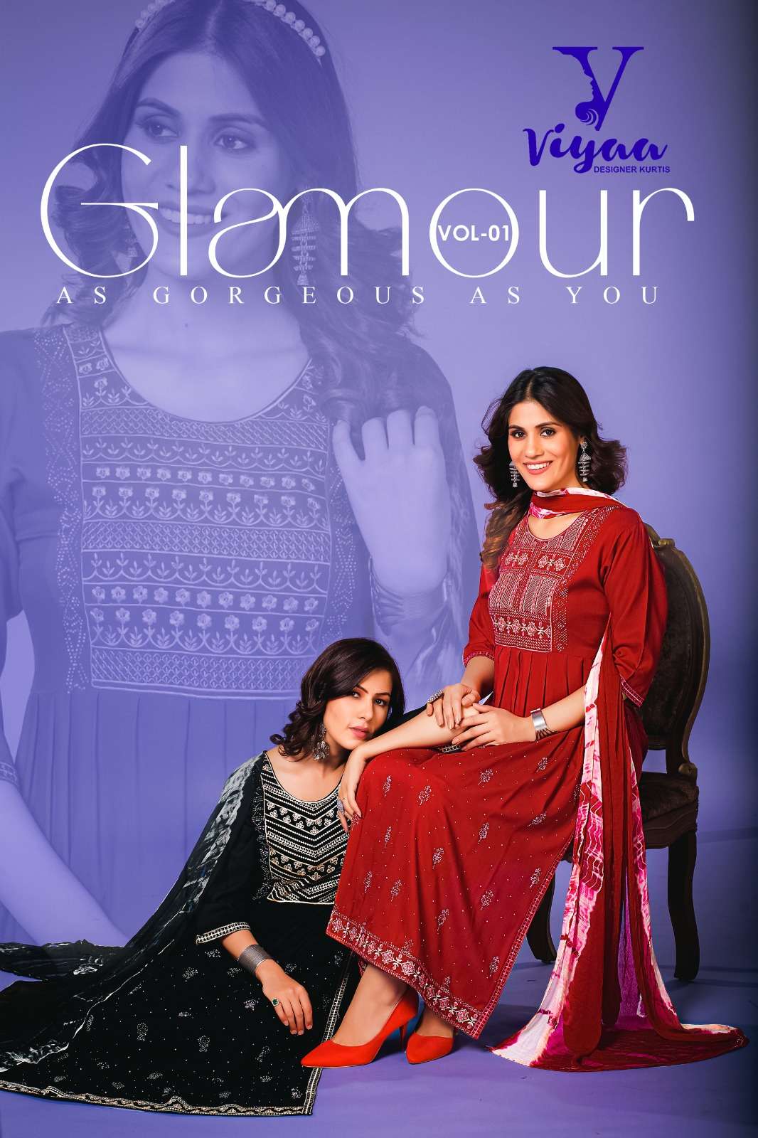 viyaa designer glamour vol 1 fancy nayra cut kurti with pant catalog