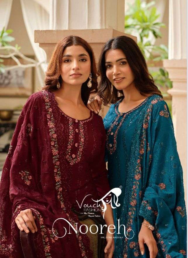 vouch present nooreh festive wear chinon with work ladies suits collection