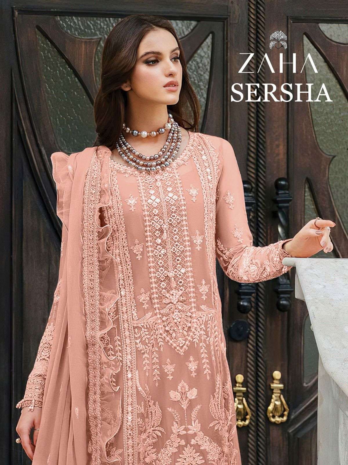 zaha present sersha vol 1 pakistani concept heavy embrodery moti work unstitch suit