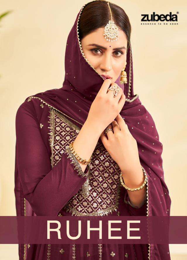 zubeda present ruhee designer readymade nayra cut kurti with plazzo and dupatta