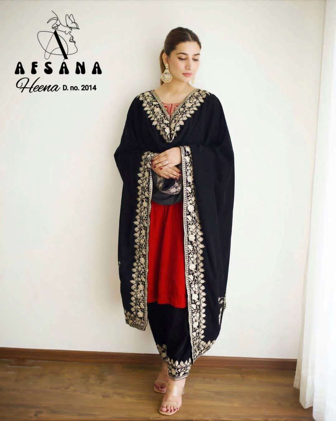 afsana heena 2014 winter wear pakistani readymade salwar kameez combo set