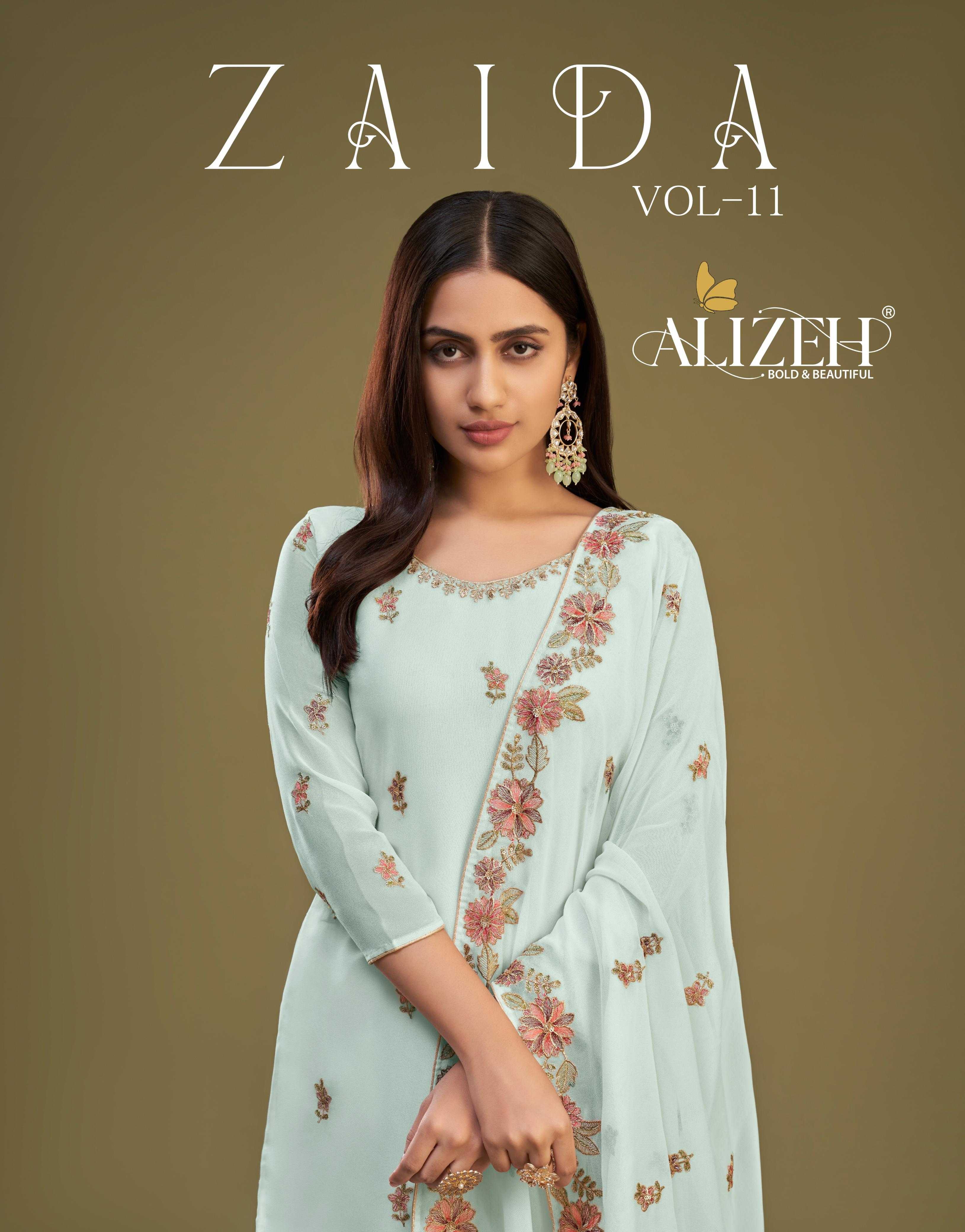 alizeh zaida vol 11 designer occasion wear semistitch kurti with stitch sharara and dupatta