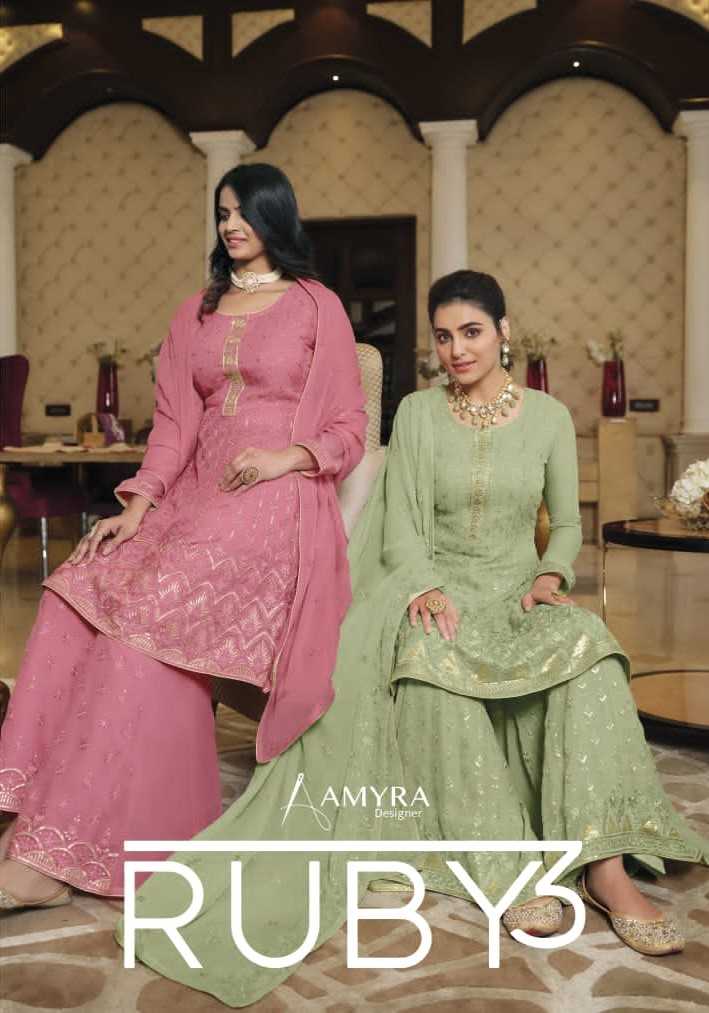 amyra designer ruby vol 3 occasion wear readymade kurti plzao dupatta set