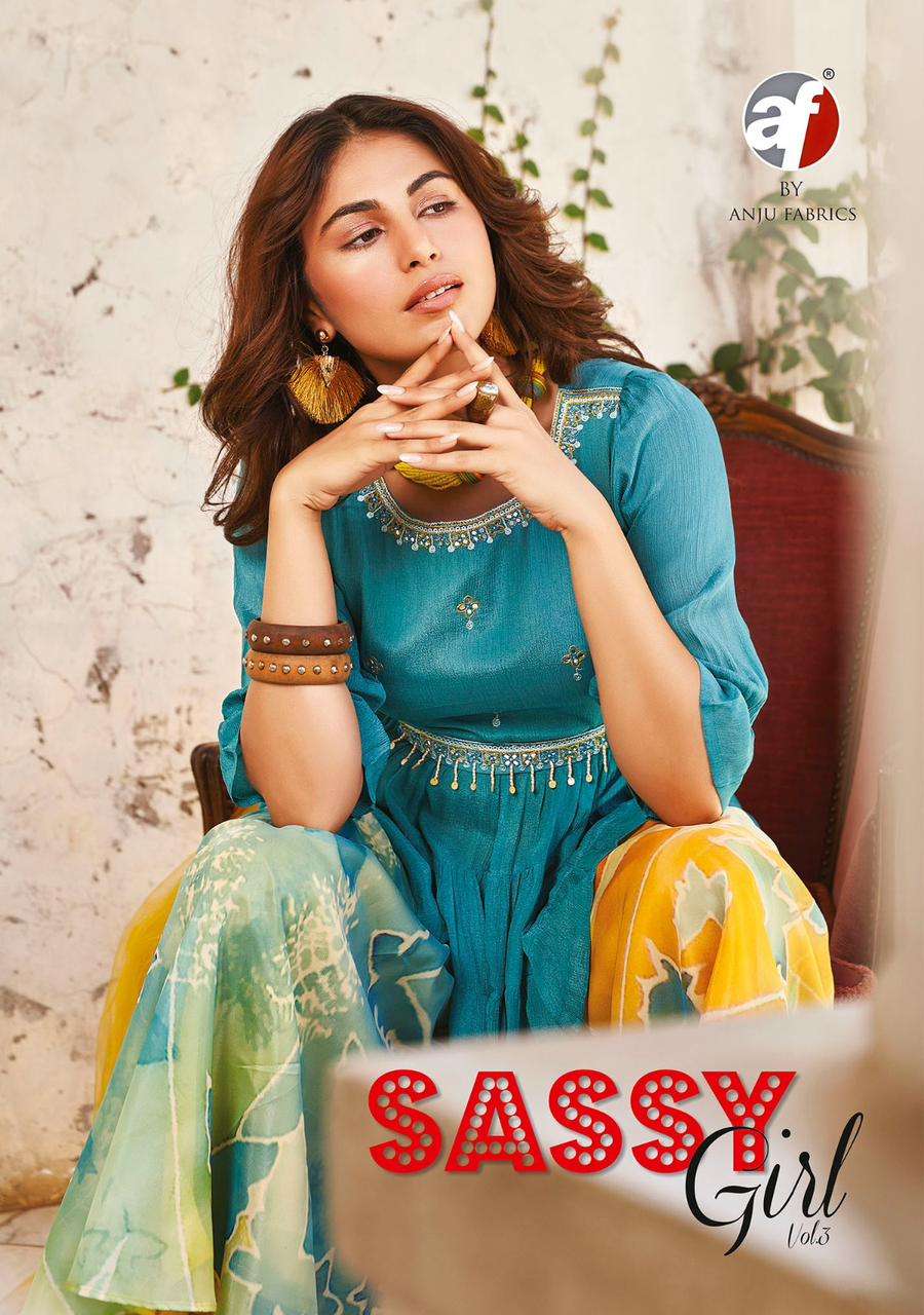 anju fab present sassy girl vol 3 stylish embroidery work fullstitch top plazo dupatta