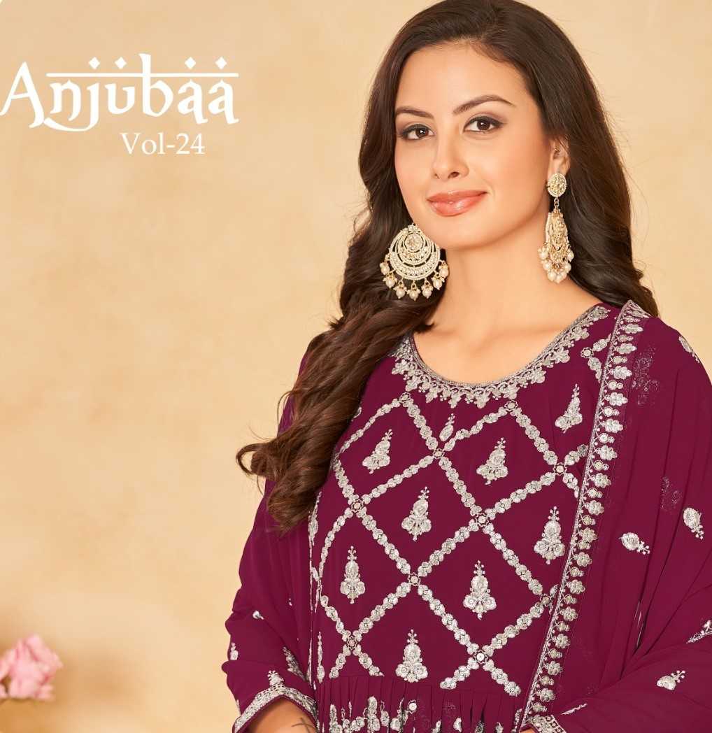 anjubaa vol 24 designer party wear unstitch long gown style salwar kameez wholesaler