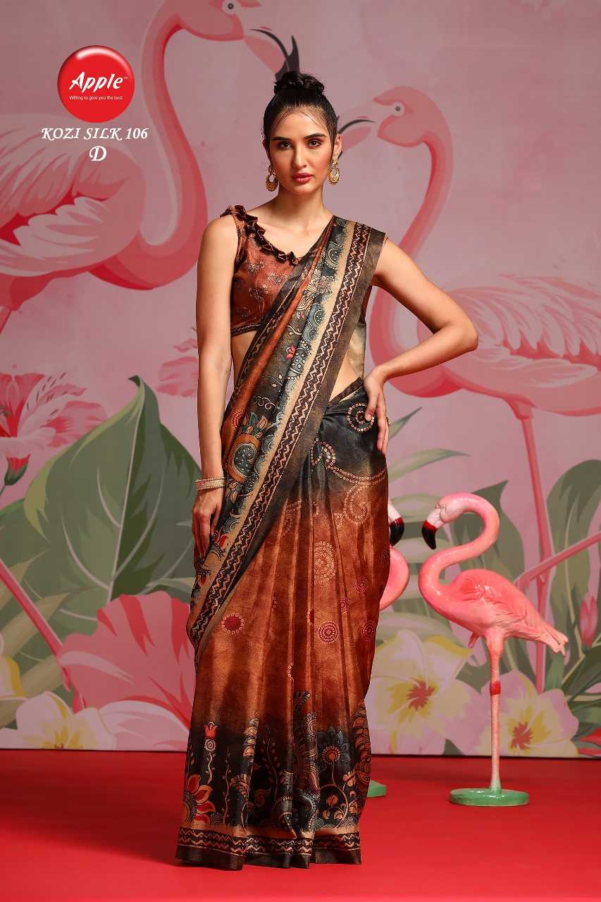 apple kozi silk 106 adorable colour matching sarees