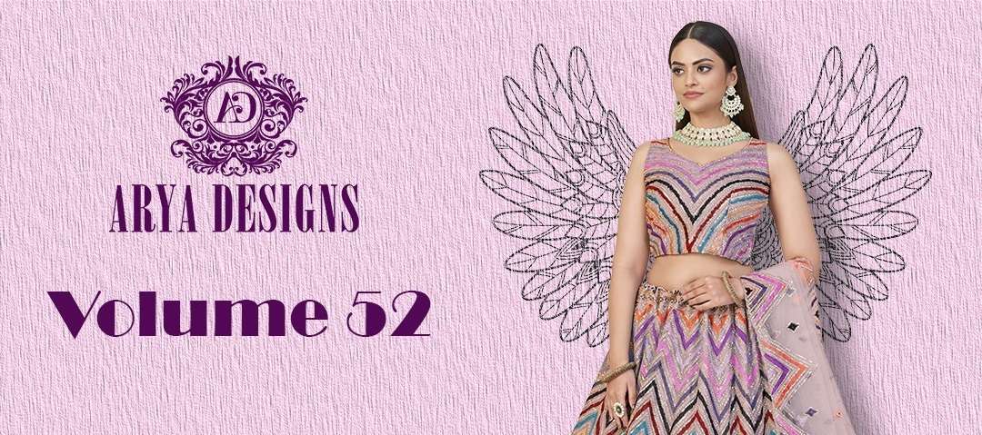 arya design vol 52 wedding wear beautiful designer semistitch lehenga choli wholesaler
