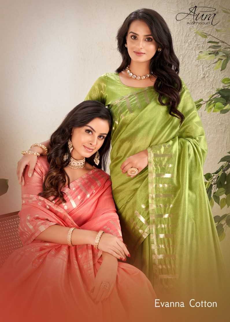 aura saree launch evanna cotton trendy fancy saree catalog 