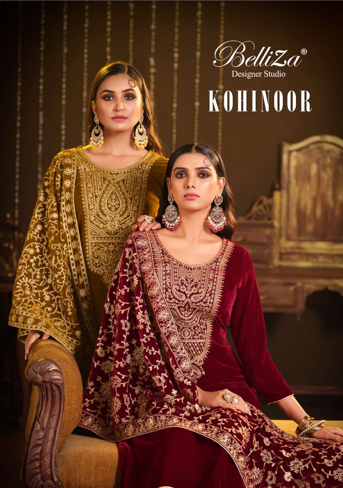 belliza designer kohinoor 815 winter wear pure velvet unstitch salwar kameez