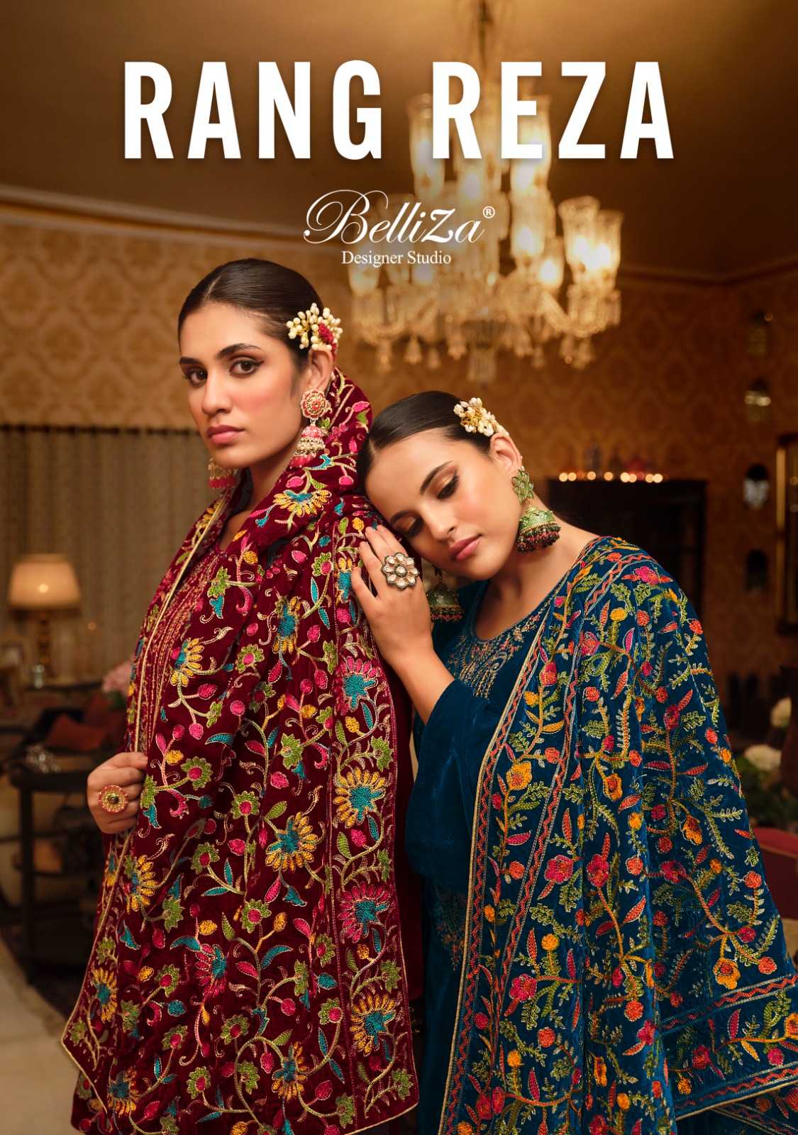 belliza designer rang reza velvet winter wear salwar kameez kashmiri embroidery work