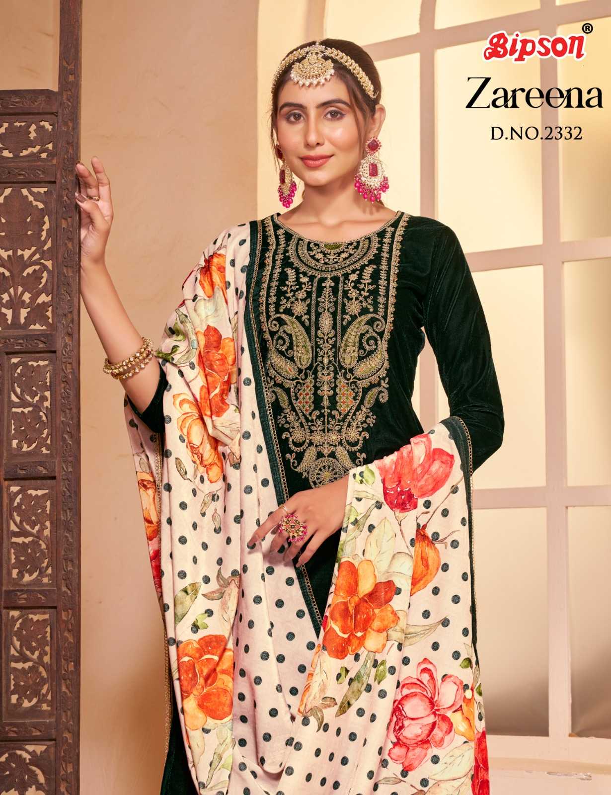 bipson zareena 2331-2332 premium velvet collection winter wear dress material
