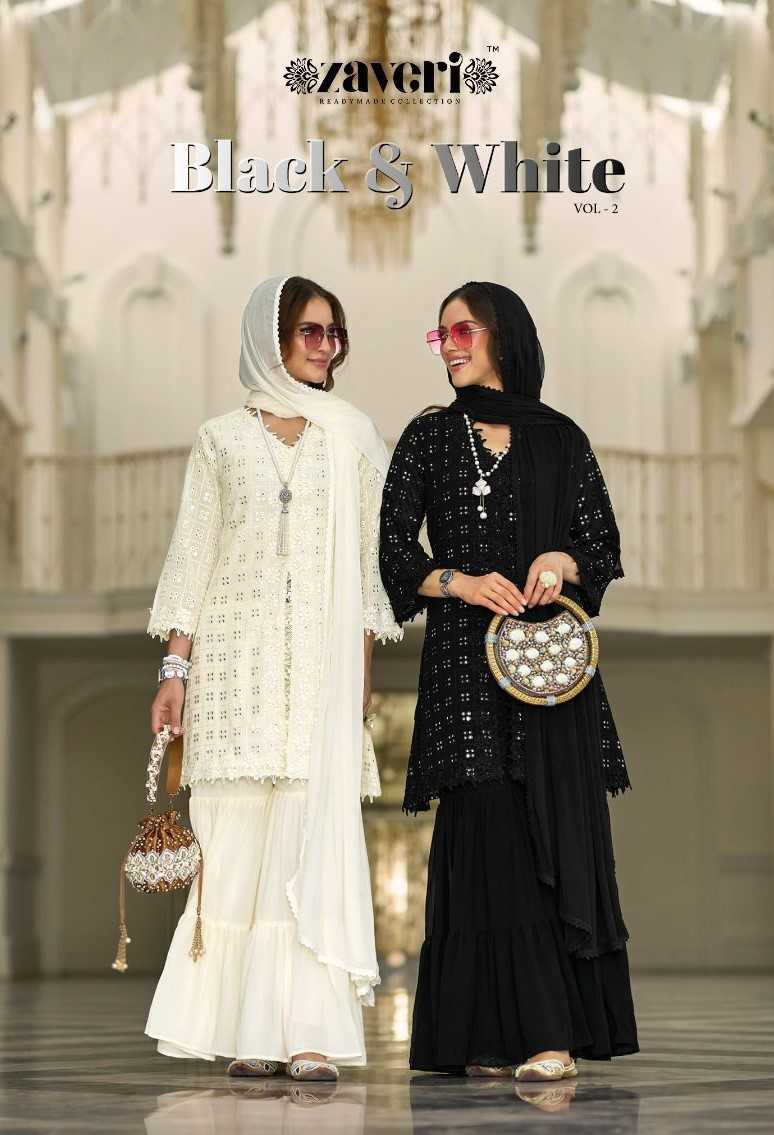 black & white vol 2 by zaveri fullstitch top sharara and dupatta fancy embroidery festive wear
