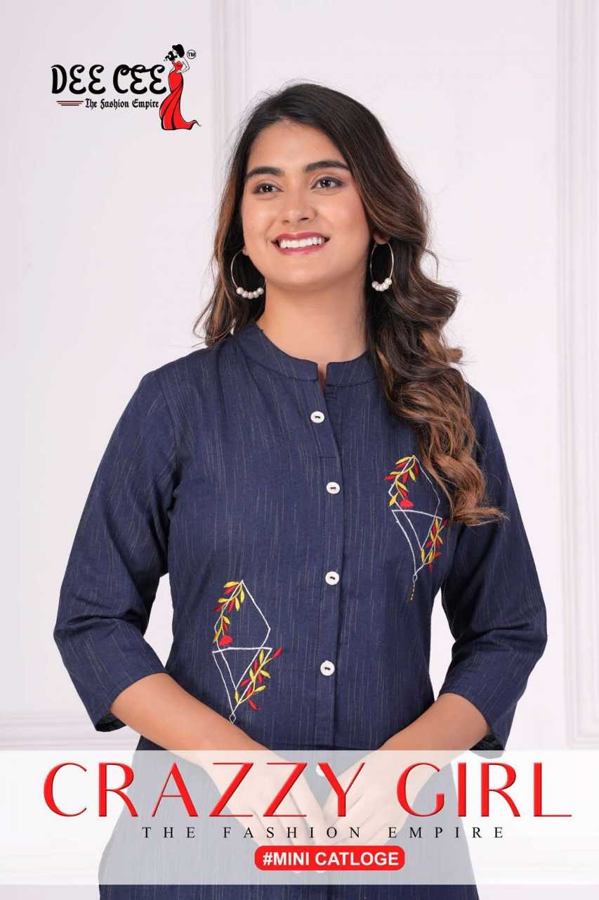 crazzy girl by dee cee casual wear elegant stitched kurti pant set
