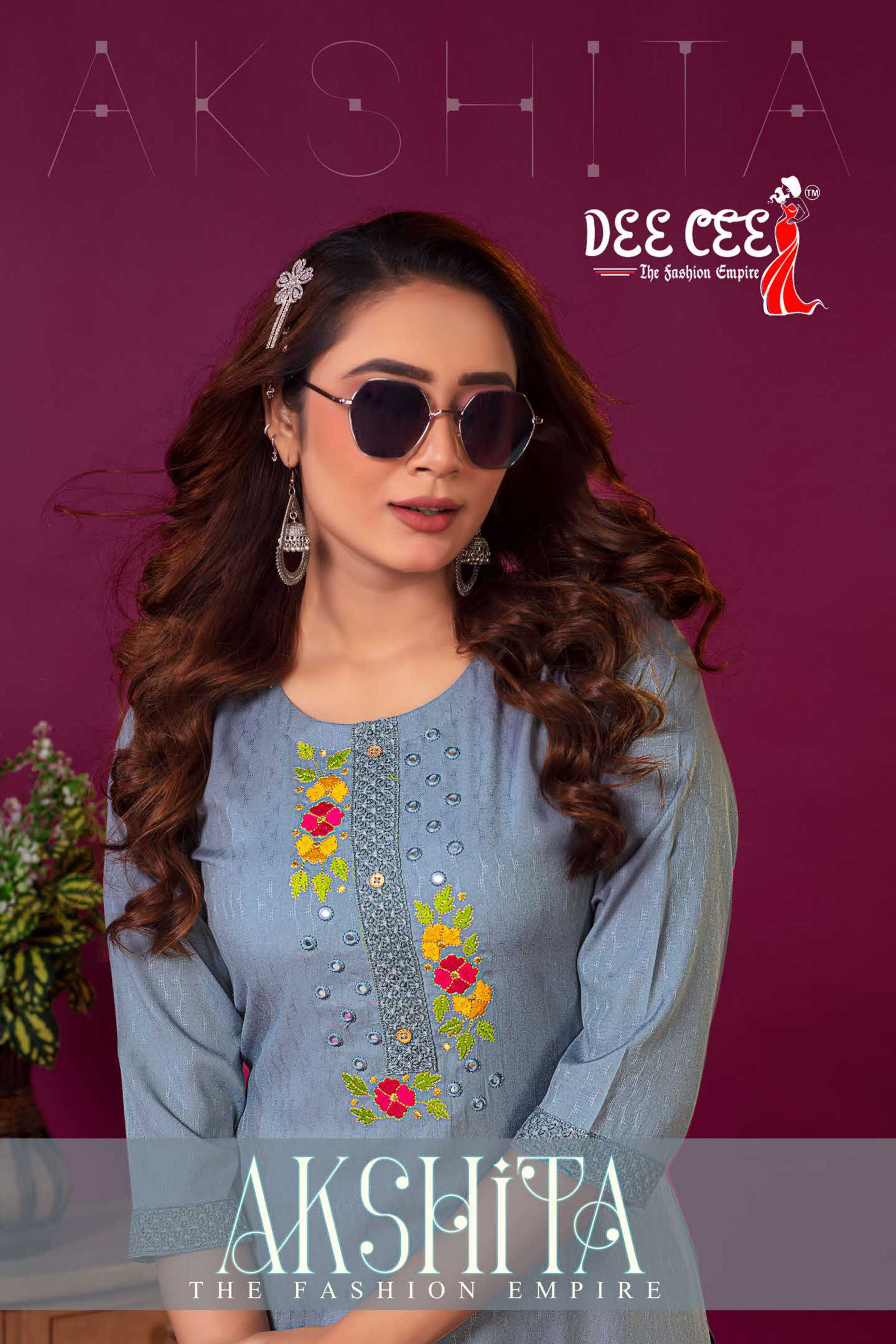 dee cee akshita fancy staright stitch kurti supplier