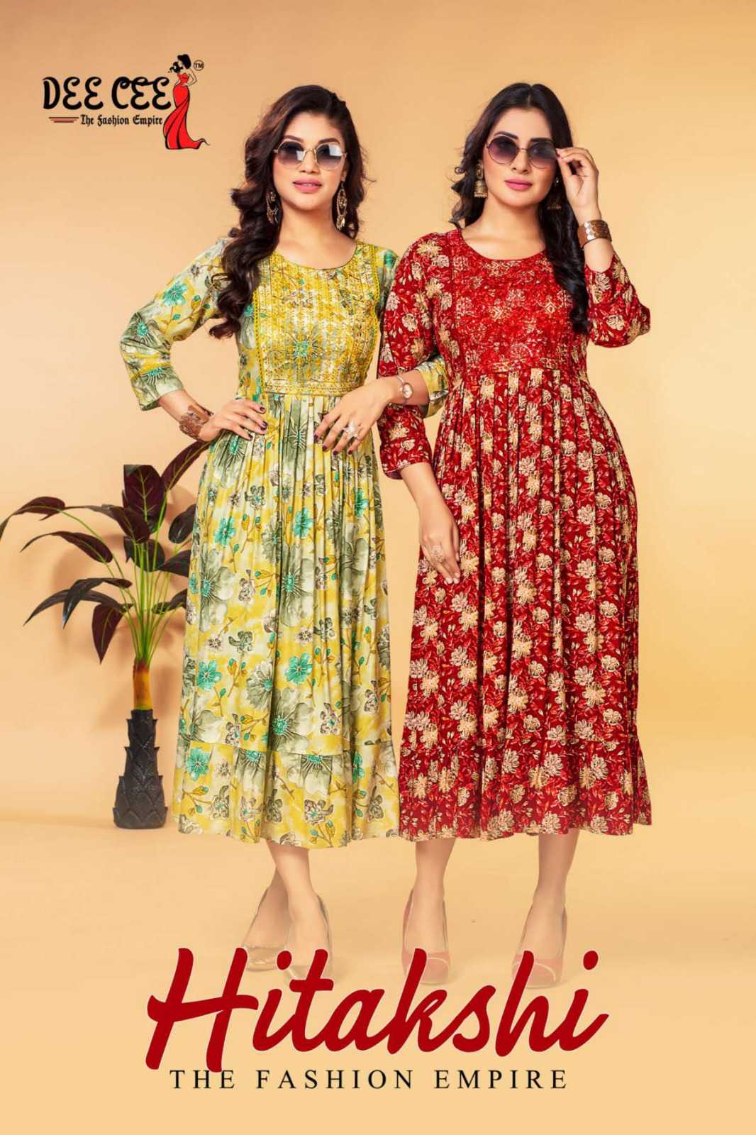 dee cee hitakshi readymade fancy double flair kurti 