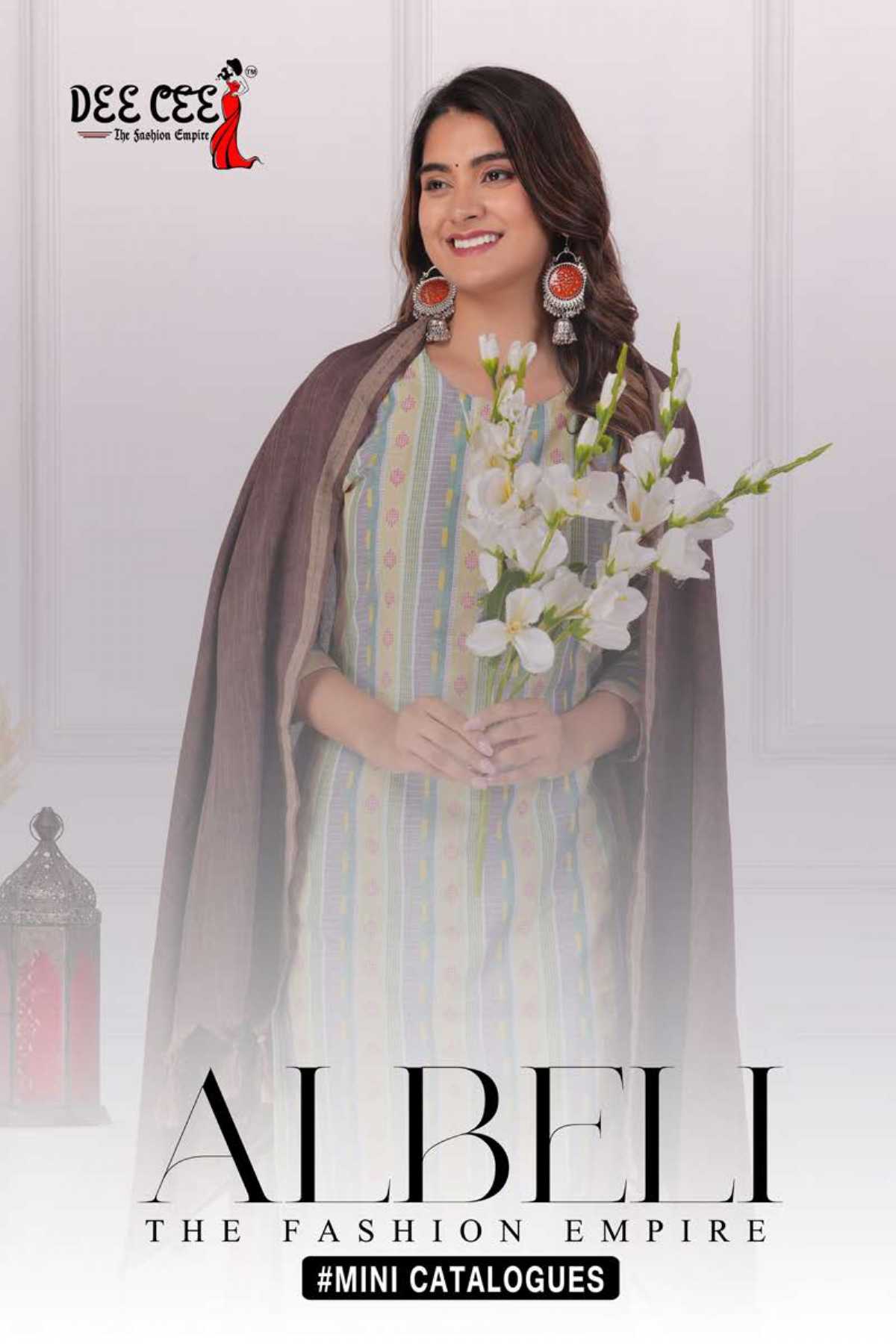 dee cee launch albeli fullstitch a line kurti bottom and dupatta casual wear catalog