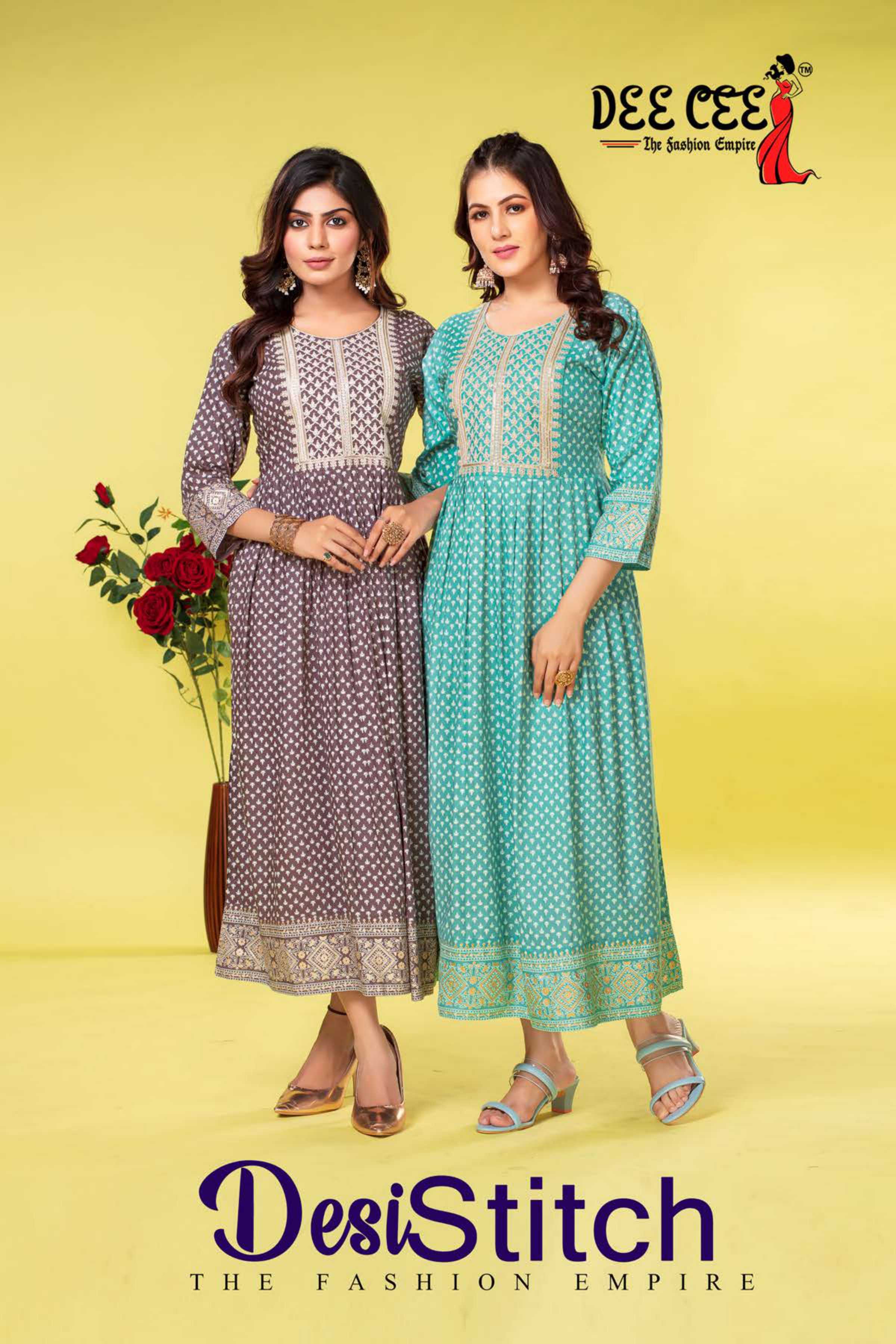 dee cee present desi stitch amazing flair long kurtis