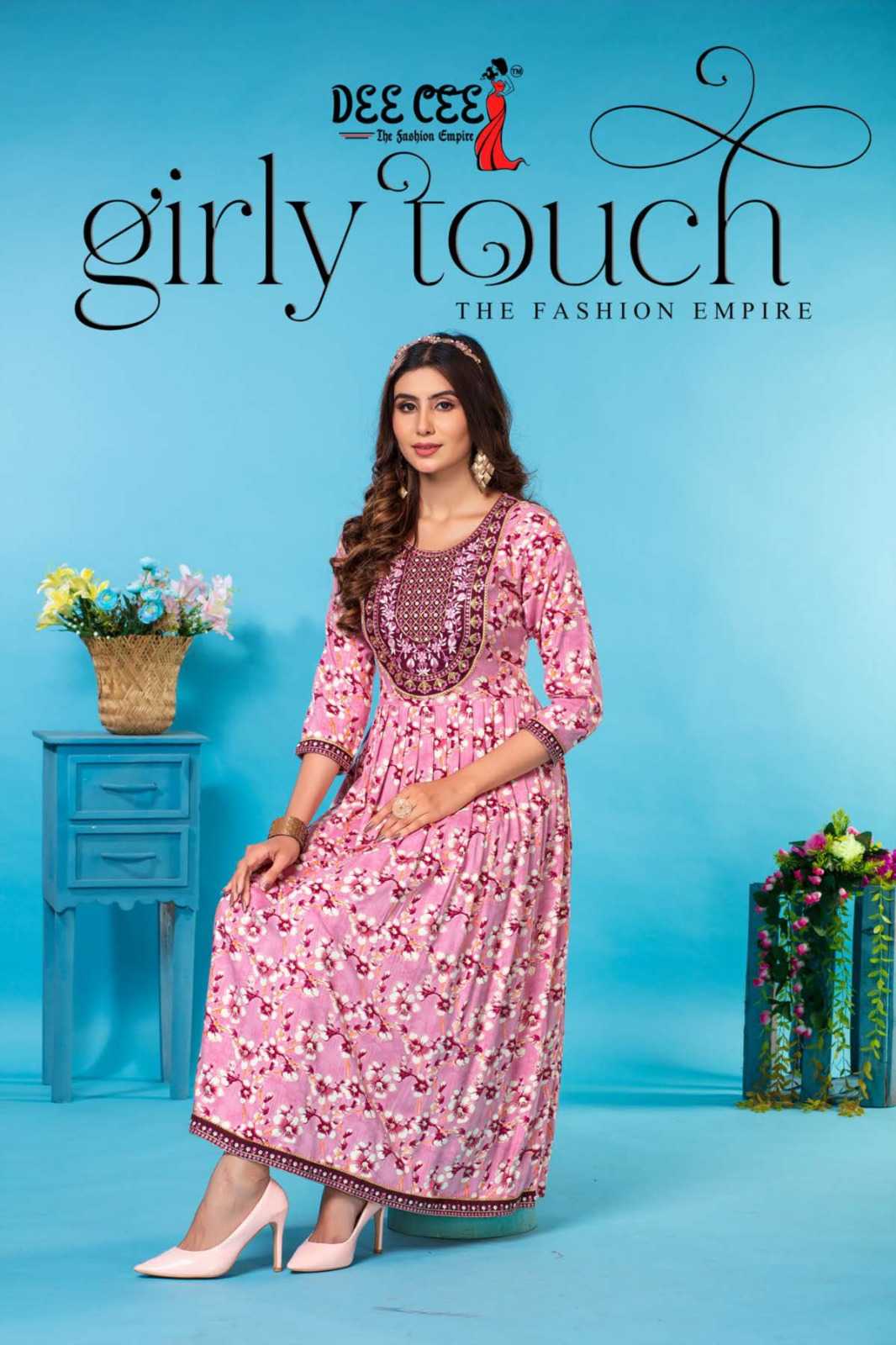 Dee cee girly touch beautiful flair readymade long kurti 