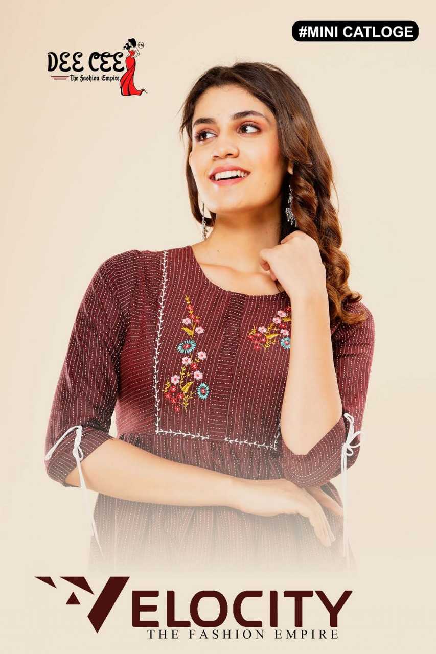 dee cee velocity beautiful stitch cotton a line ghera kurti with dori