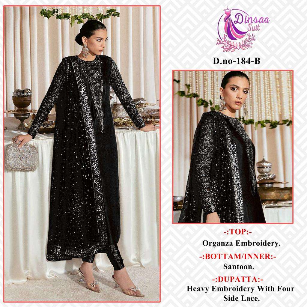 dinsaa 184 designer heavy unstitch salwar suit collection 