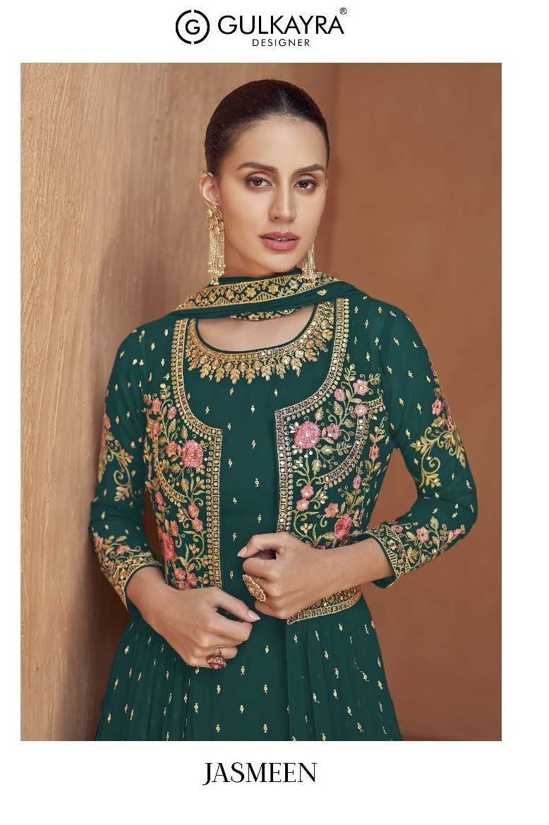 gulkayra jasmeen designer long gown suit salwar with jacket readymade collection