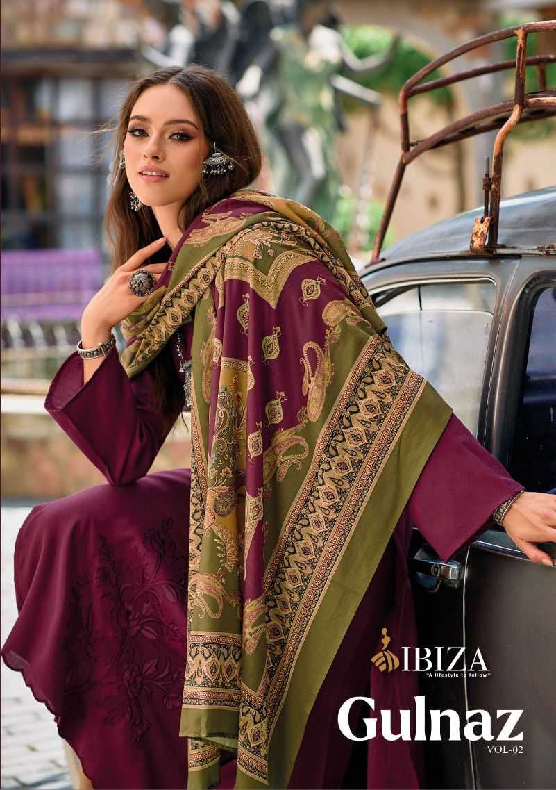 gulnaz vol 2 by ibiza lifestyle winter wear pure pashmina 3 pcs dress material
